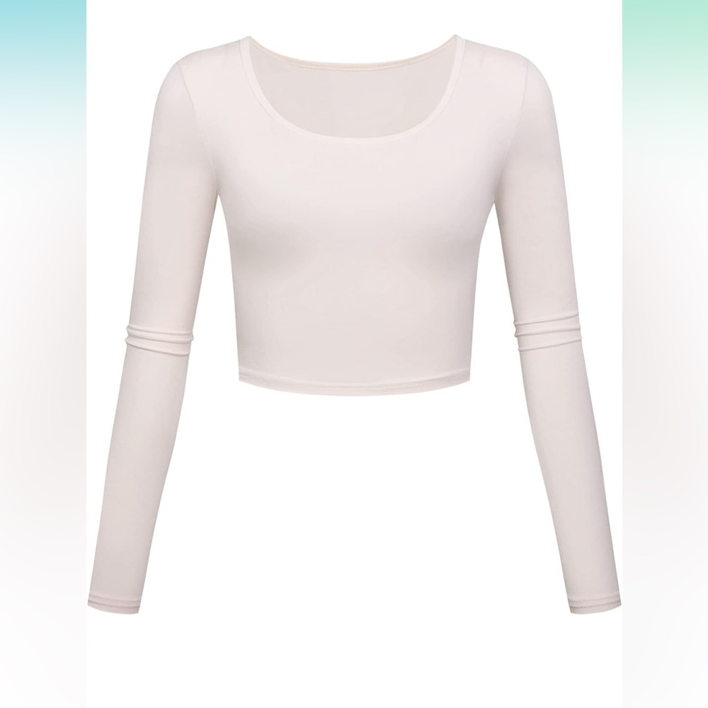 Lightweight crop top workout base layer slim fit long sleeve basic